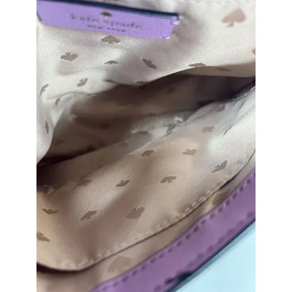 KATE SPADE NEW YORK MEDIUM‎ CHAIN SADDLE BAG ROBYN EXOTIC PINK MAUVE - Picture 12 of 16